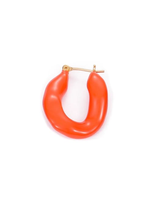 Orange (Single Sale) Brass Enamel Geometric Minimalist Single Earring