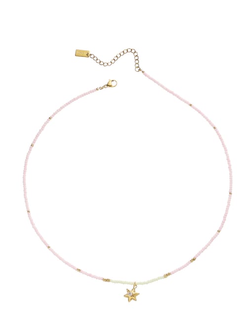 Star necklace Titanium Steel Glass beads Star Minimalist Necklace