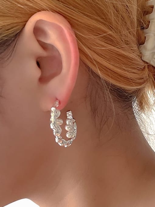 YOUH Brass Imitation Pearl Geometric Minimalist Drop Earring 1