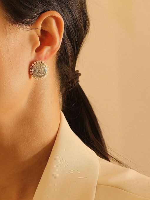 HYACINTH Brass Cubic Zirconia Geometric Ethnic Stud Trend Korean Fashion Earring 3