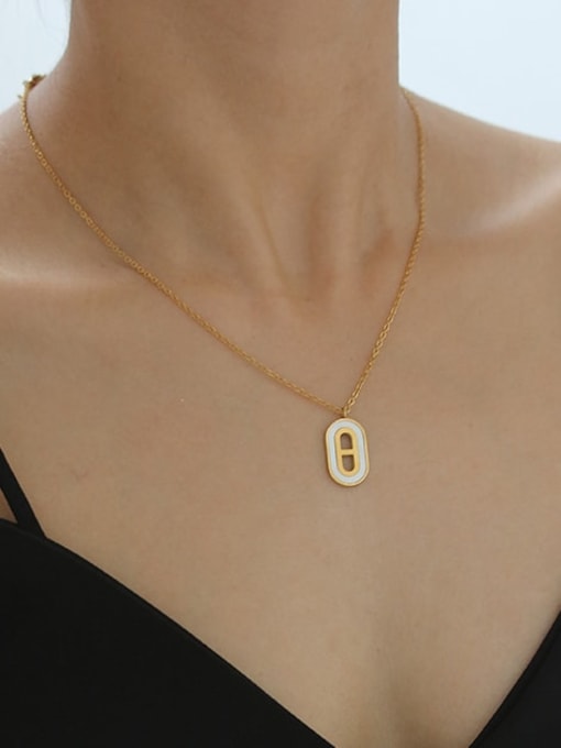 Five Color Brass Shell Geometric Minimalist Necklace 1