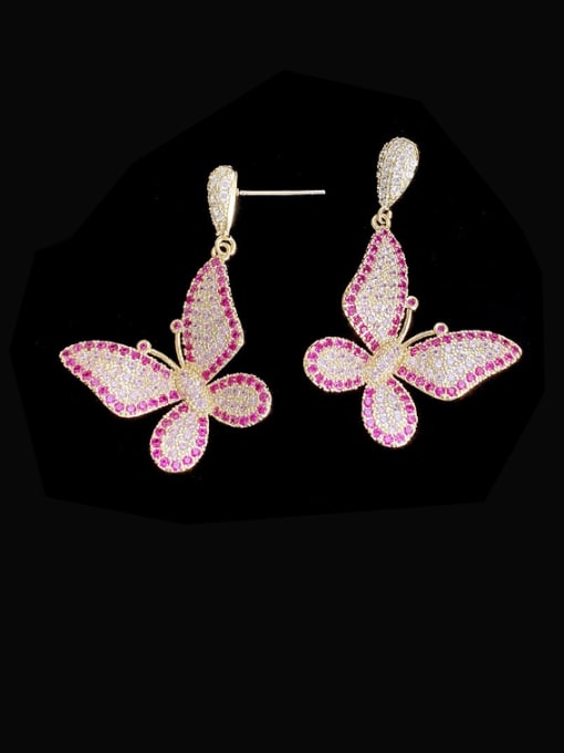 SUUTO Brass Cubic Zirconia Butterfly Trend Drop Earring 0