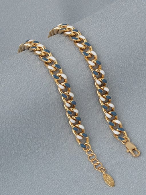 ACCA Brass Enamel Geometric Chain Hip Hop Link Bracelet 0