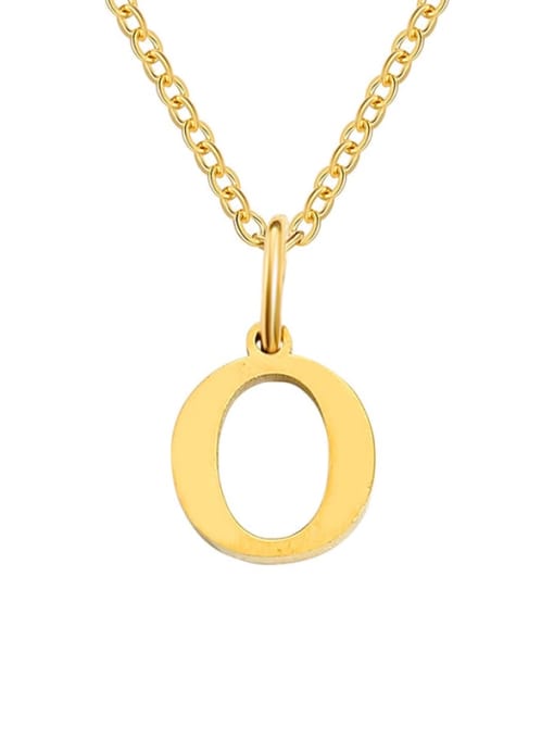 O Gold Stainless steel Letter Minimalist Necklace