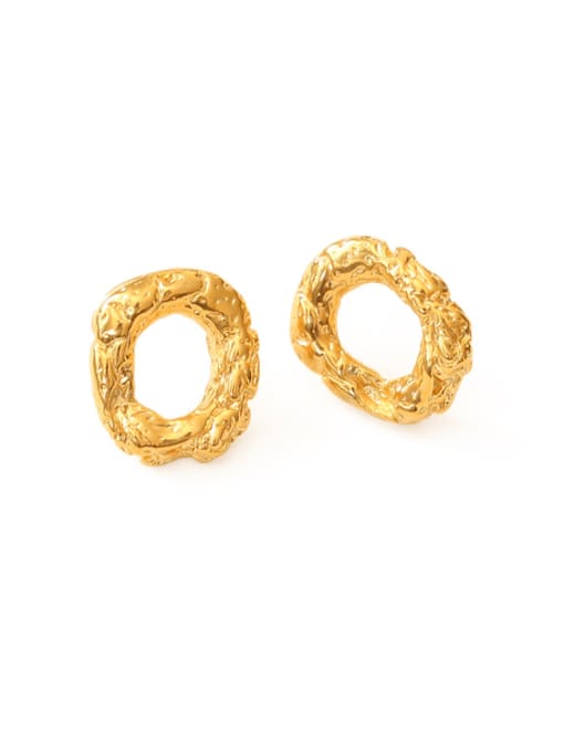 gold Brass Hollow Geometric Vintage Stud Earring