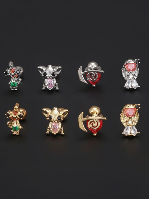 COLSW Brass Cubic Zirconia Animal Cute Stud Earring(Single-Only One) 0