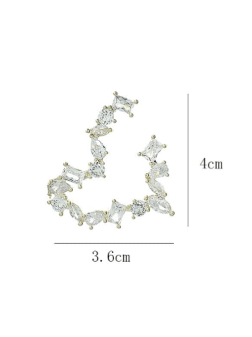 SUUTO Brass Cubic Zirconia Heart Minimalist Cluster Earring 3