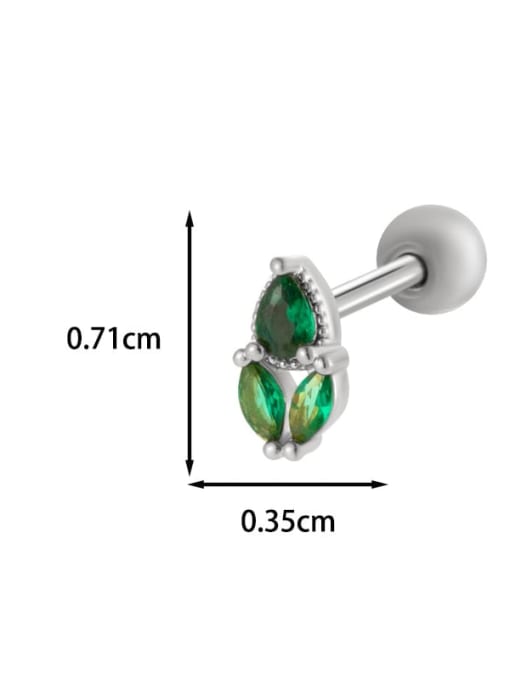 1 #  White gold--Single Brass Cubic Zirconia Heart Bow-Knot Cute Single Earring