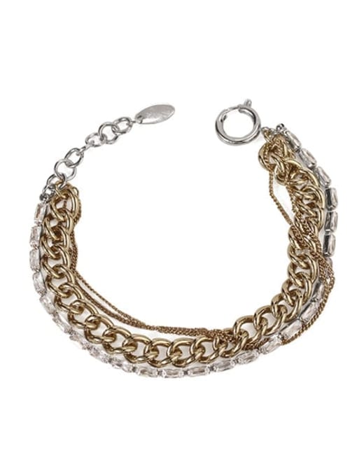 Coffee gold Brass Hollow Geometric Chain Vintage Strand Bracelet