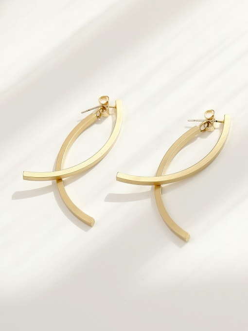 Dumb gold Brass Geometric Minimalist Drop Trend Korean Fashion Earring