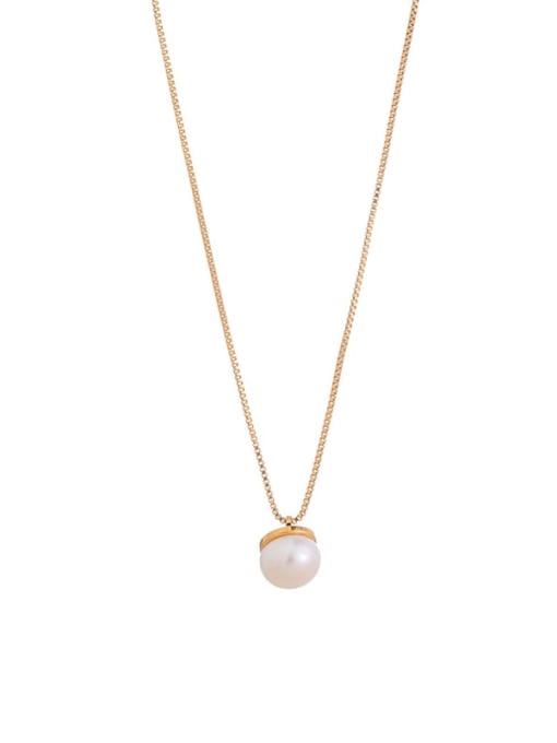 Five Color Brass Imitation Pearl Geometric Minimalist Necklace 2