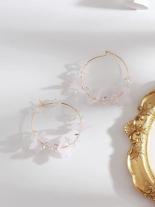 Light pink Copper Minimalist  Acrylic Flowers Stud Trend Korean Fashion Earring