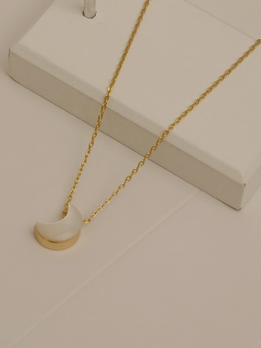 14k Gold Brass Shell Moon Minimalist  pendant Trend Korean Fashion Necklace