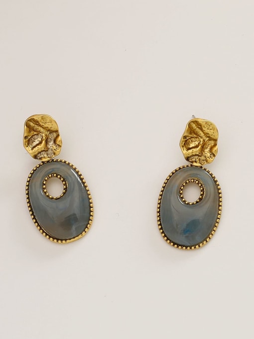 Cool blue Brass Resin Geometric Vintage Drop Trend Korean Fashion Earring
