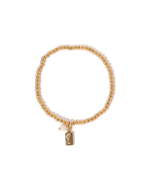Small beads with square brand Pendant Brass Bead Geometric Vintage Link Bracelet