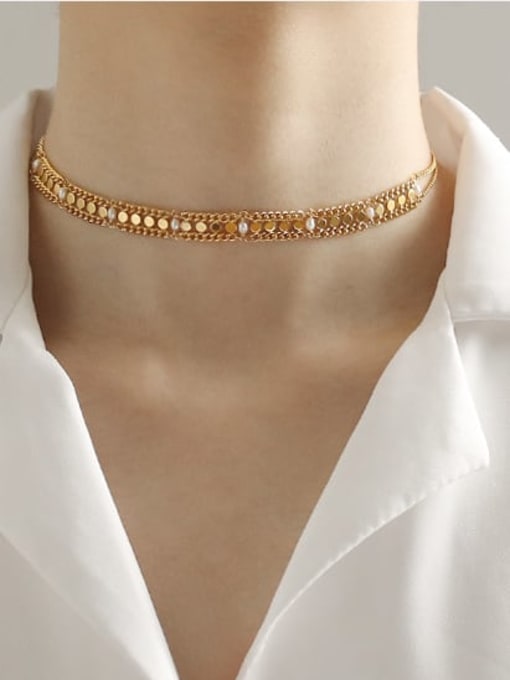 ACCA Brass Hollow Geometric chain Vintage Choker Necklace