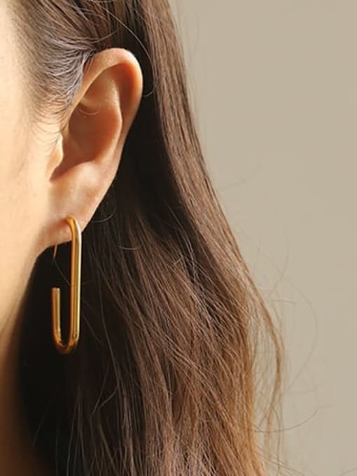 ACCA Brass Smooth Geometric Minimalist Hook Earring 1