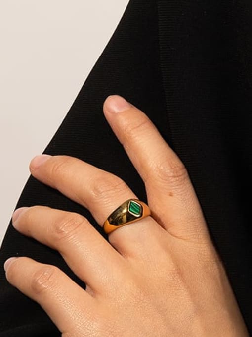 ACCA Brass Glass Stone Geometric Minimalist Band Ring 1
