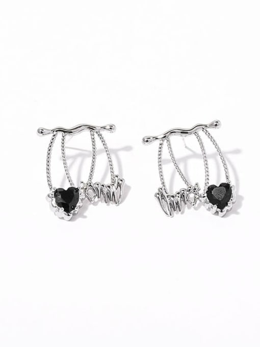 Platinum cherries Brass Cubic Zirconia Heart Minimalist Stud Earring