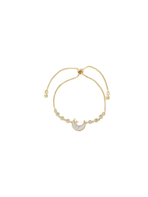 YOUH Brass Cubic Zirconia Moon Dainty Adjustable Bracelet