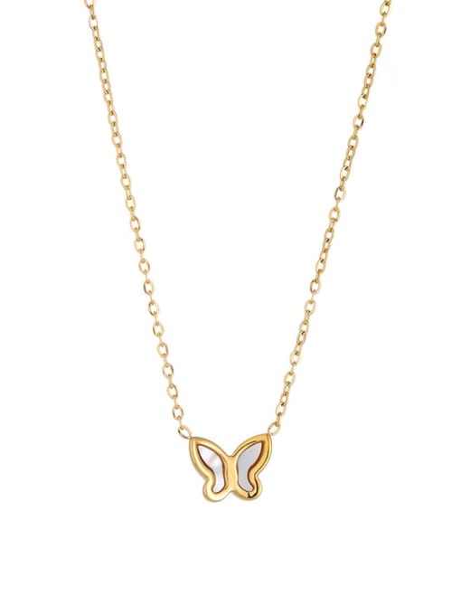 ACCA Titanium Steel Shell Butterfly Minimalist Necklace 0