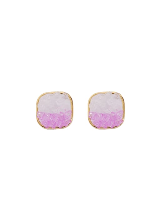 HYACINTH Brass Synthetic Crystal Square Minimalist Stud Earring 1