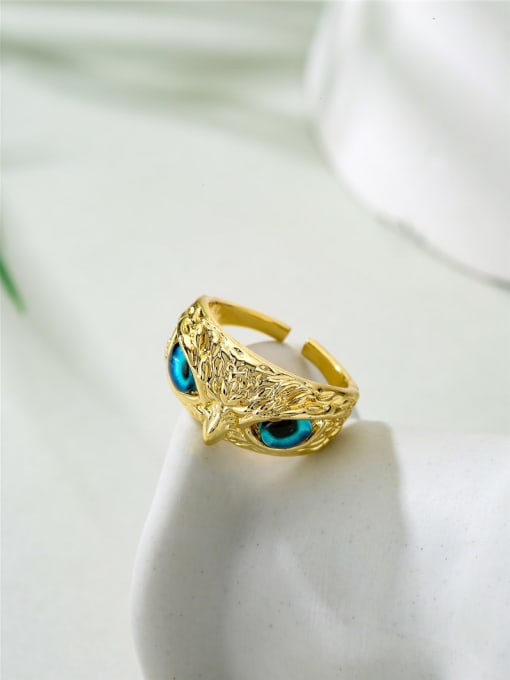 AOG Brass Cubic Zirconia Cute Owl Band Ring 3