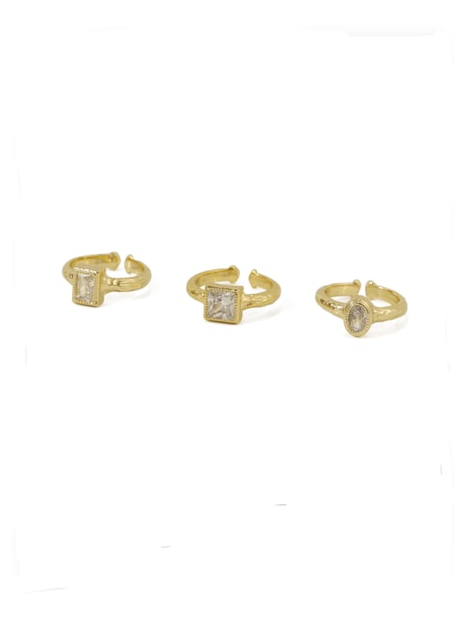 ACCA Brass Cubic Zirconia Geometric Vintage Band Ring 0