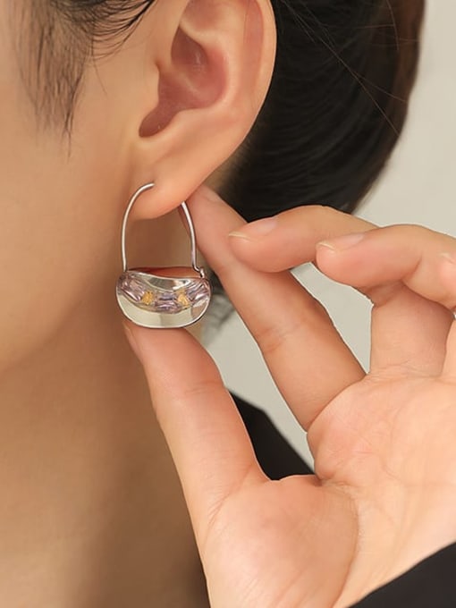 TINGS Brass Cubic Zirconia Geometric Minimalist Hook Earring 1