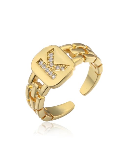 K Brass Cubic Zirconia Letter Vintage Band Ring