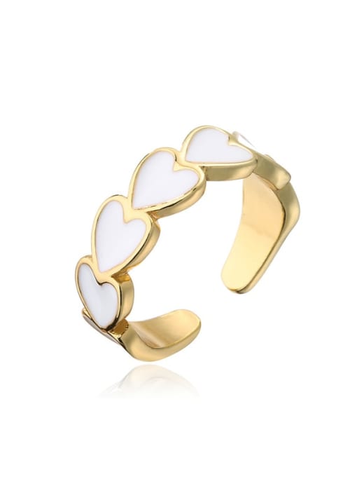 11143 Brass Enamel Heart Minimalist Band Ring