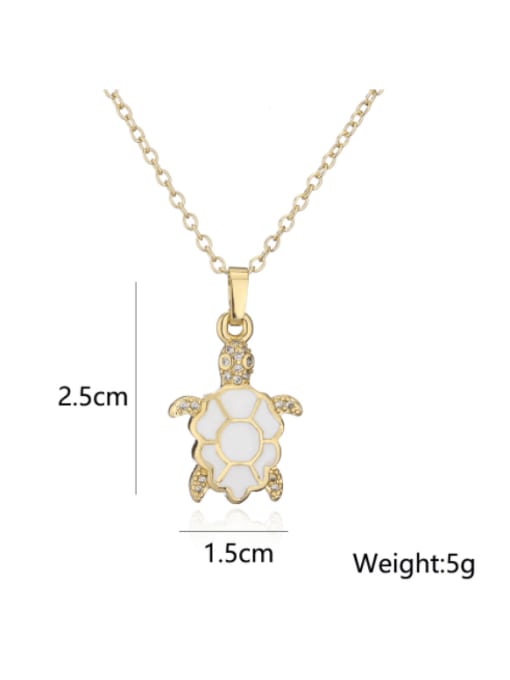 AOG Brass Cubic Zirconia Enamel Turtle Vintage Necklace 1