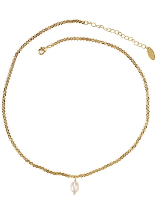 ACCA Brass Freshwater Pearl Irregular Minimalist Necklace 2