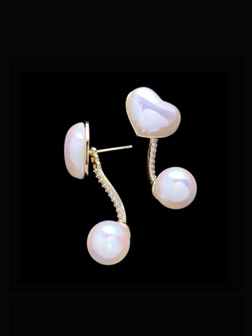 SUUTO Zinc Alloy Imitation Pearl Heart Minimalist Drop Earring 0