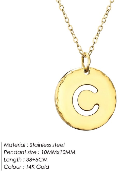 C Titanium Steel Letter Minimalist Round Pendant Necklace