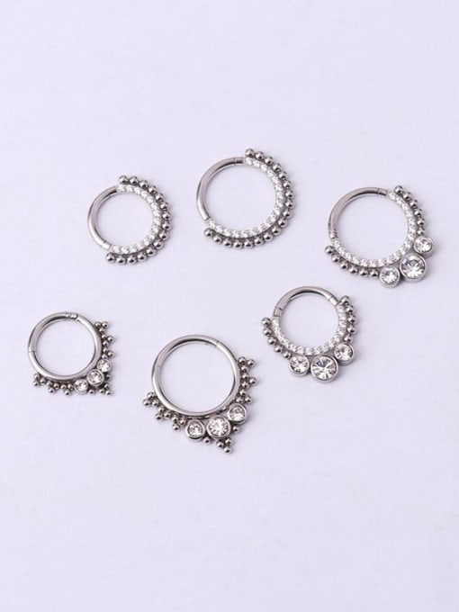 HISON Stainless steel Rhinestone Geometric Hip Hop Nose Rings(Single Only One) 3