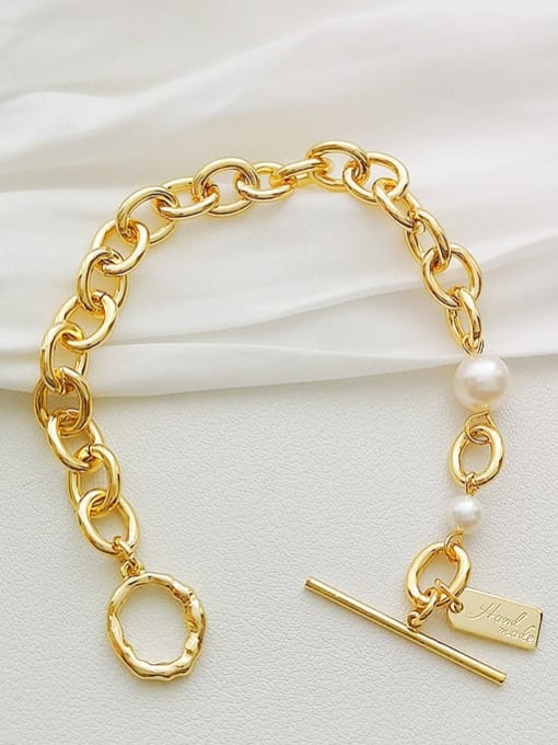HYACINTH Copper Imitation Pearl Geometric chain  Dainty  Bracelet 1