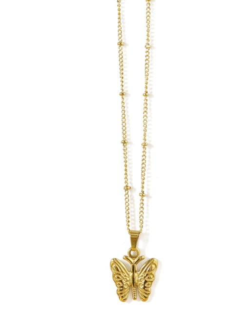 Narrow golden butterfly Titanium Butterfly Vintage  pendant Necklace