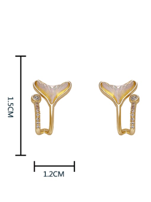 HYACINTH Brass Shell Fish Tial Minimalist Clip Earring 1