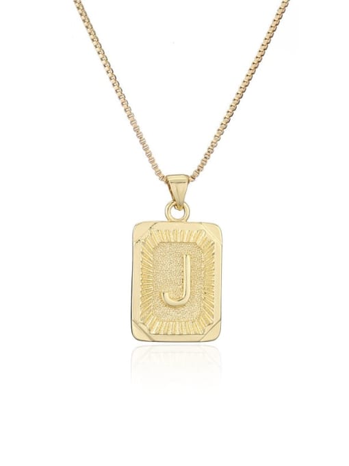 J Brass Letter Hip Hop Geometry Pendant Necklace
