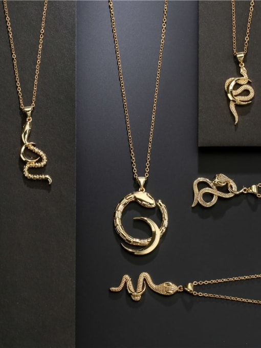 AOG Brass Vintage Snake Pendant Necklace 0