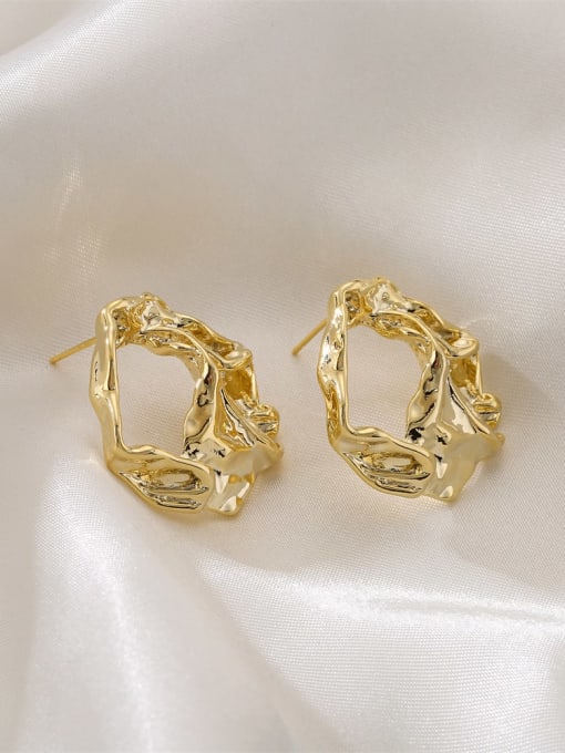 AOG Brass Irregular Geometry Vintage Stud Earring 1