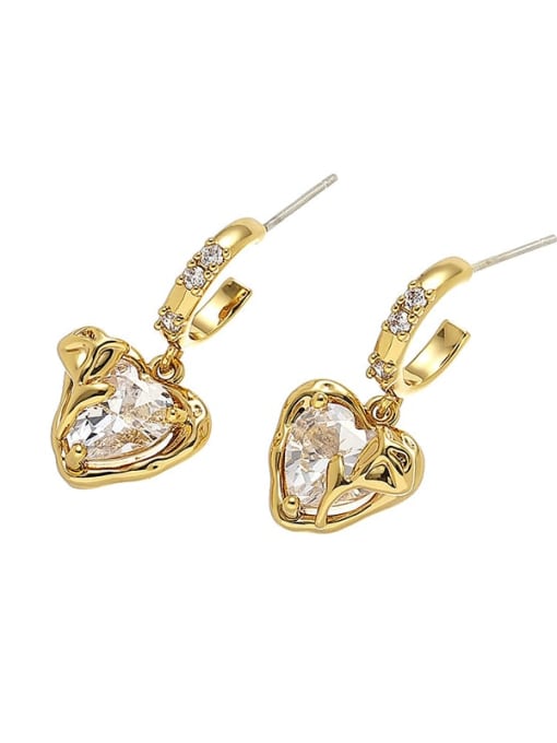 ACCA Brass Cubic Zirconia Minimalist Heart  Earring and Necklace Set 3