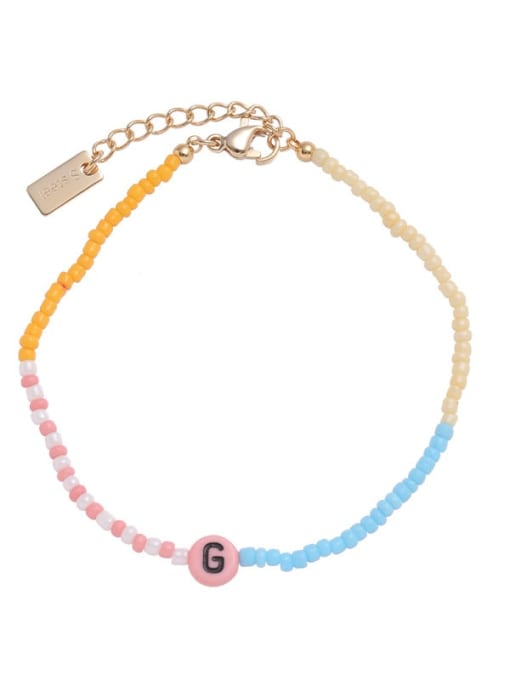 Five Color Brass Glass beads Letter Bohemia Handmade Beaded Bracelet 0