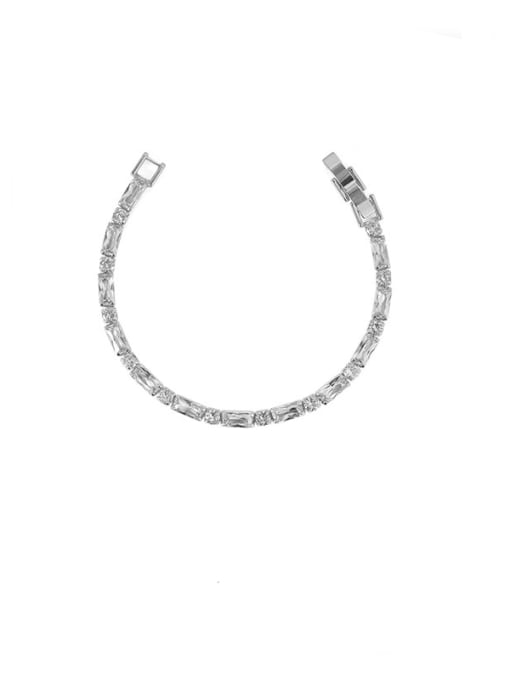 Platinum Brass Cubic Zirconia Geometric Artisan Bracelet