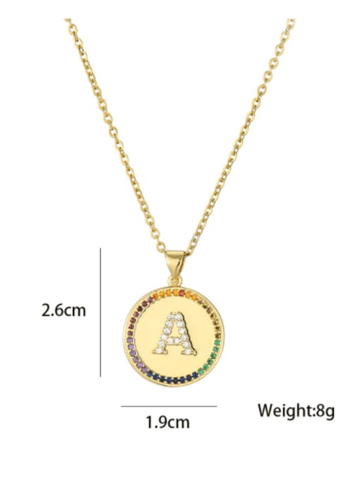 AOG Brass Cubic Zirconia Letter Vintage Coin Pendant Necklace 4