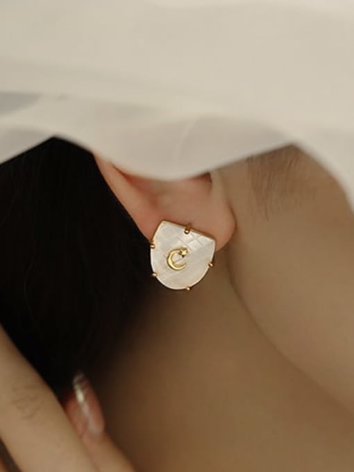 ACCA Brass Shell Geometric Minimalist Stud Earring 1