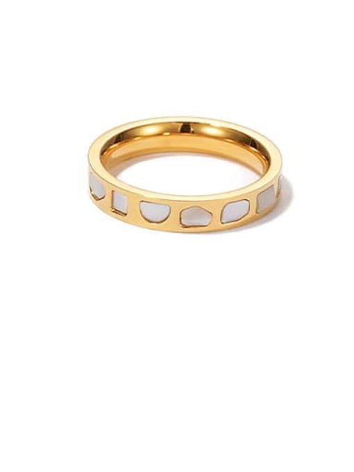 Gold round ring Titanium Steel Shell Geometric Minimalist Band Ring