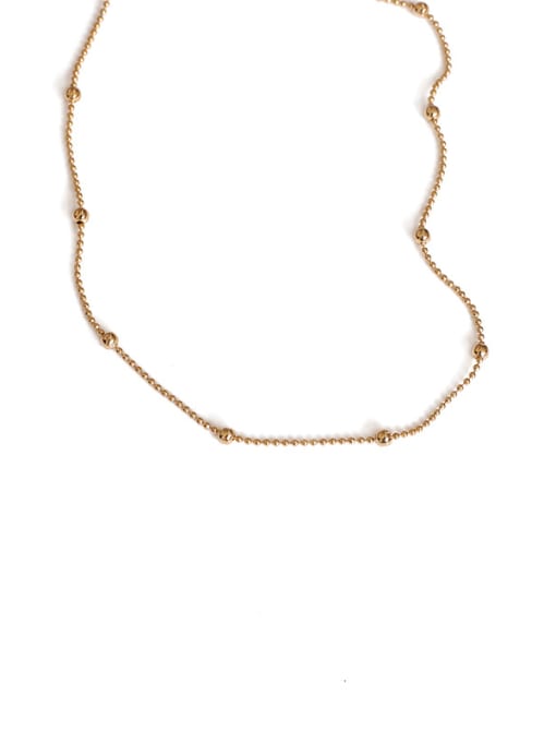 Round bead chain necklace Brass Freshwater Pearl Geometric Vintage Necklace