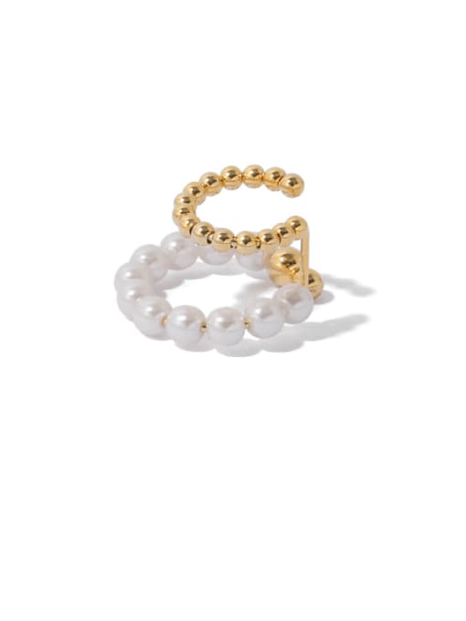 Golden Pearl (single sale) Brass Imitation Pearl Geometric Vintage Single Earring